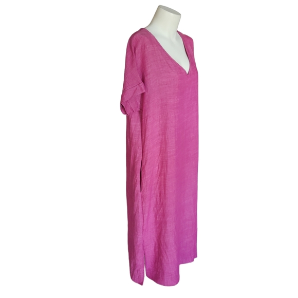Abel The Label Size L pink linen/cotton v neck shift dress - Picture 5 of 8